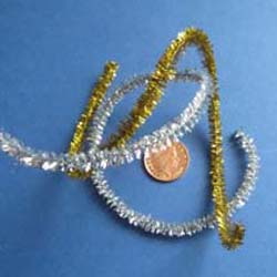 2 Pieces of Wired Tinsel 12" Long - Silver & Gold